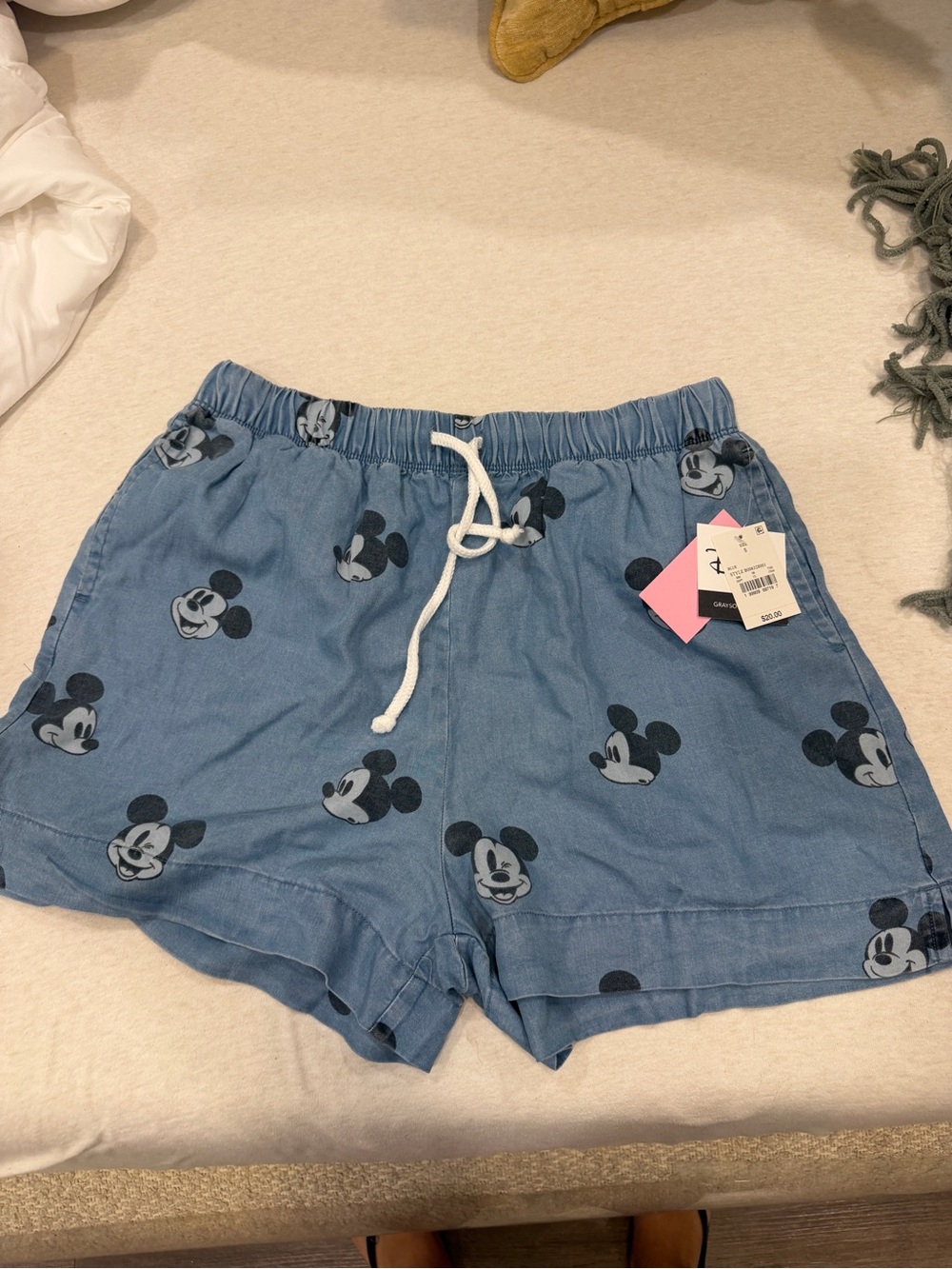 Mickey Mouse Blue Denim-Style Women's Shorts